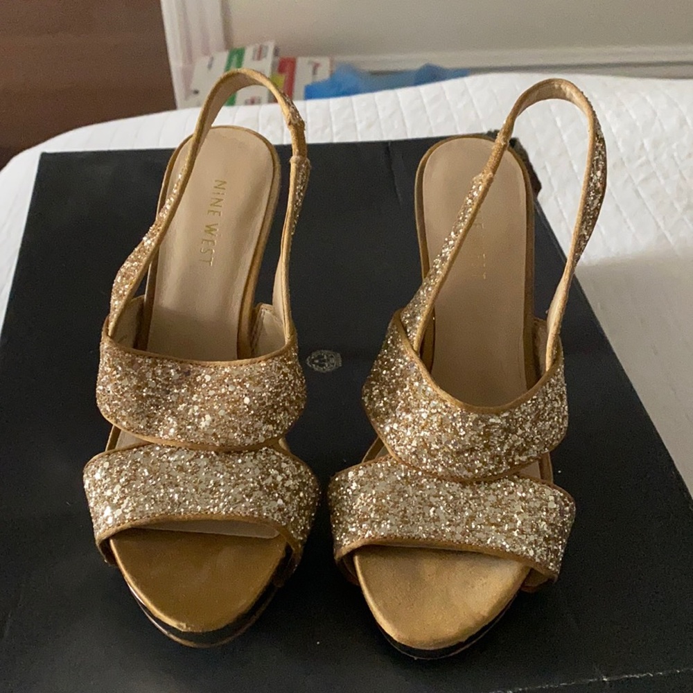 Gold glitter Nine West shoes